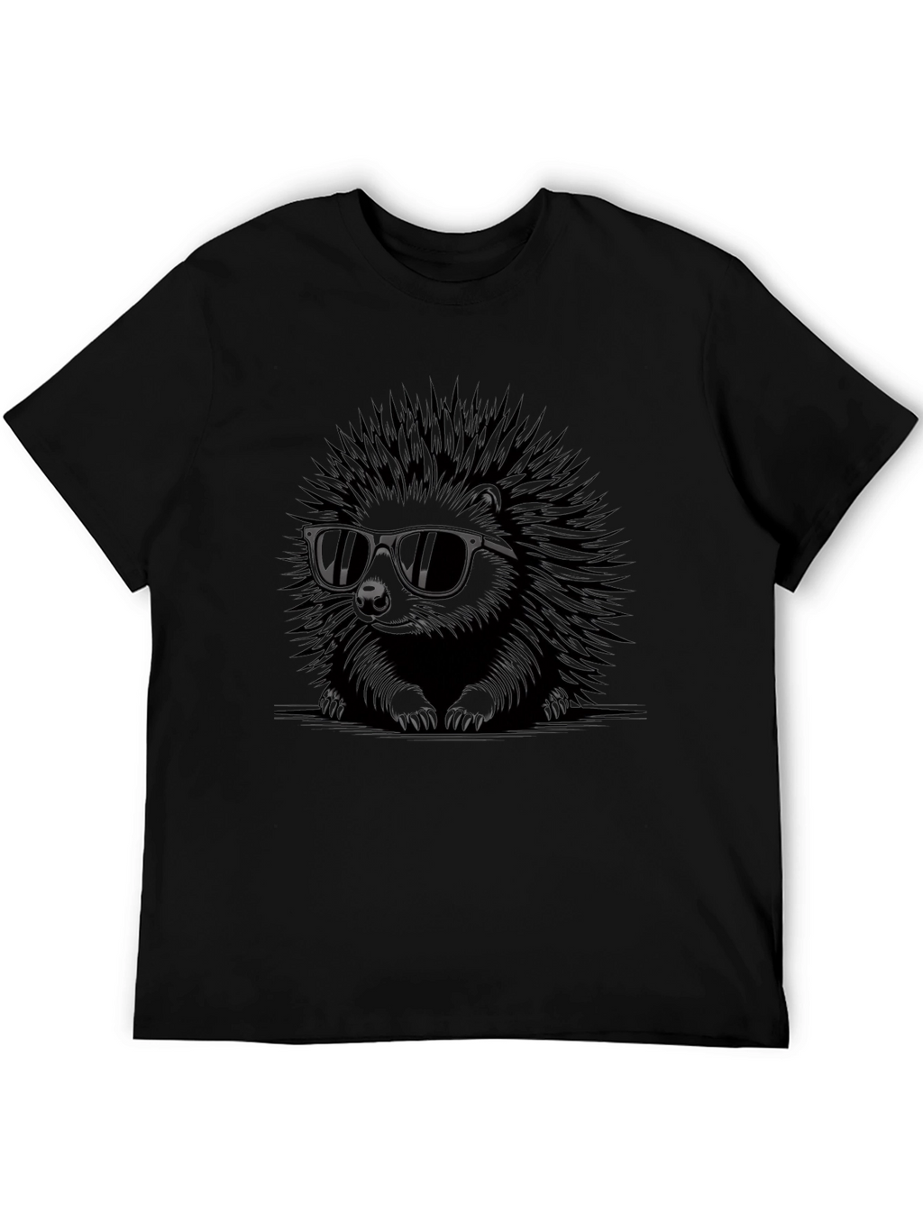 Cool Hedgehog Graphic Tee - Black Cotton