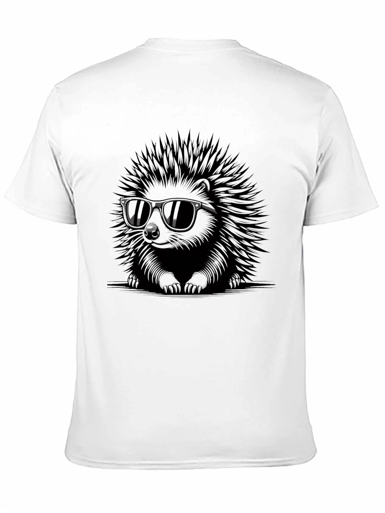 Cool Hedgehog Graphic Tee - Black Cotton