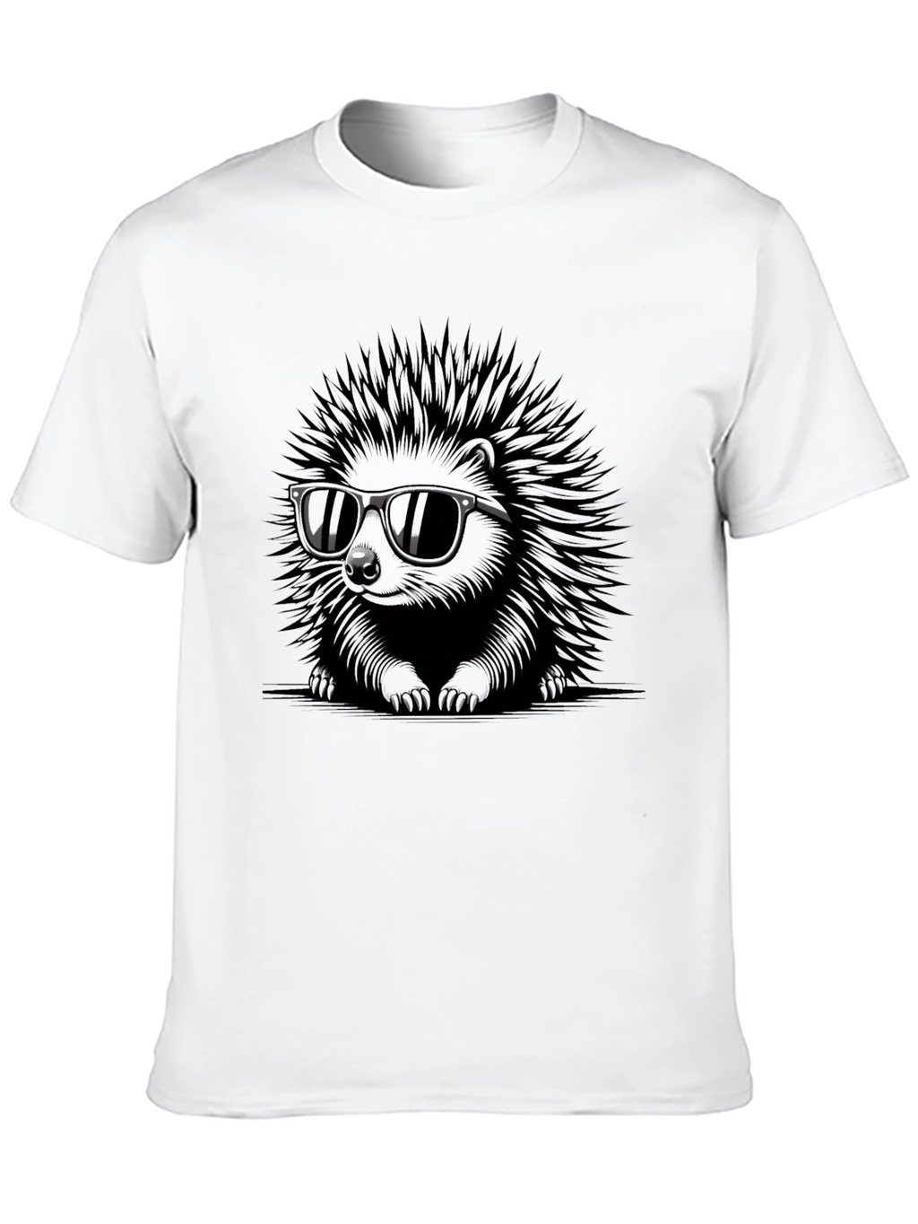 Cool Hedgehog Graphic Tee - Black Cotton
