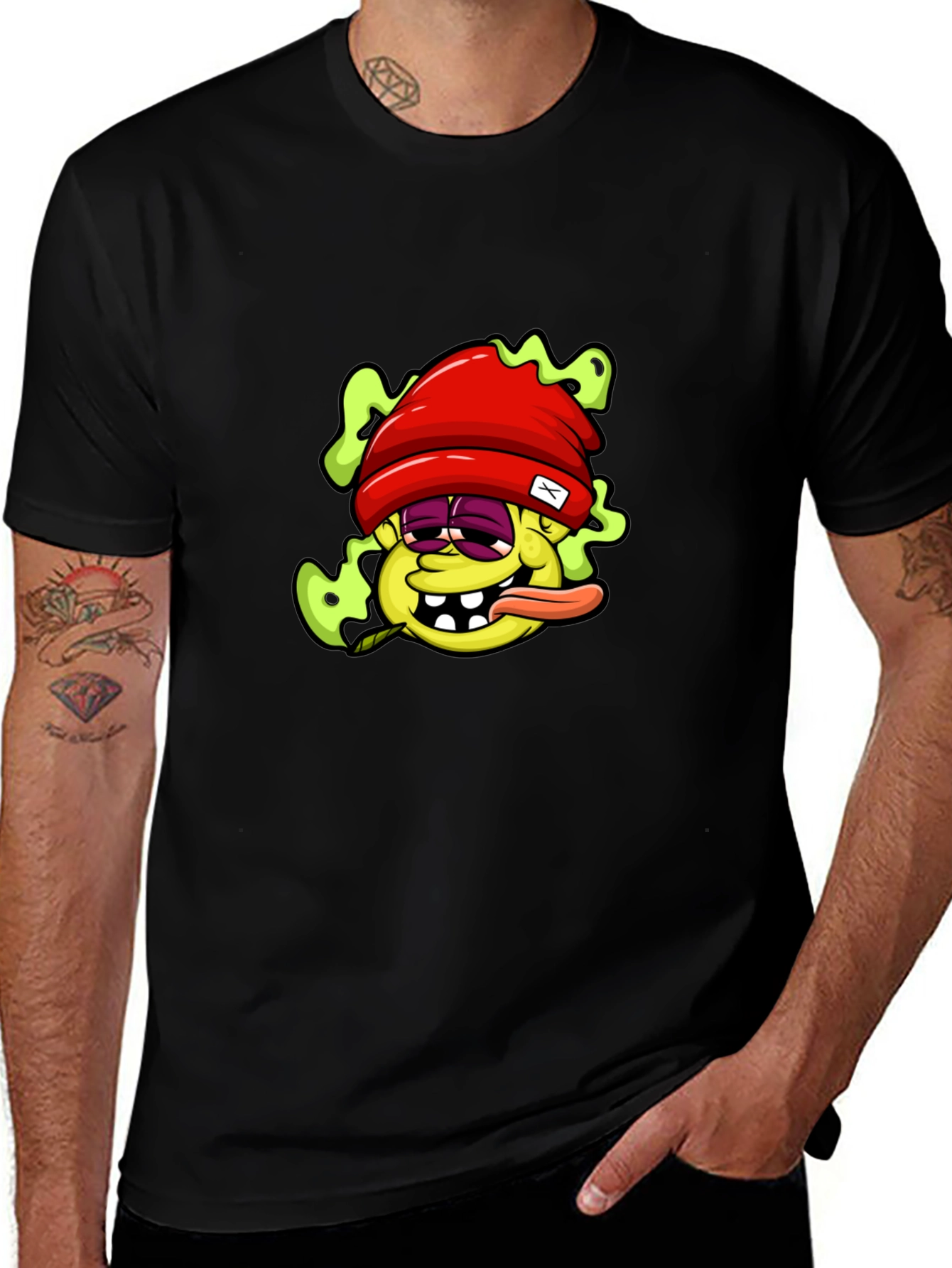 Cartoon Character Graphic Black T-Shirt