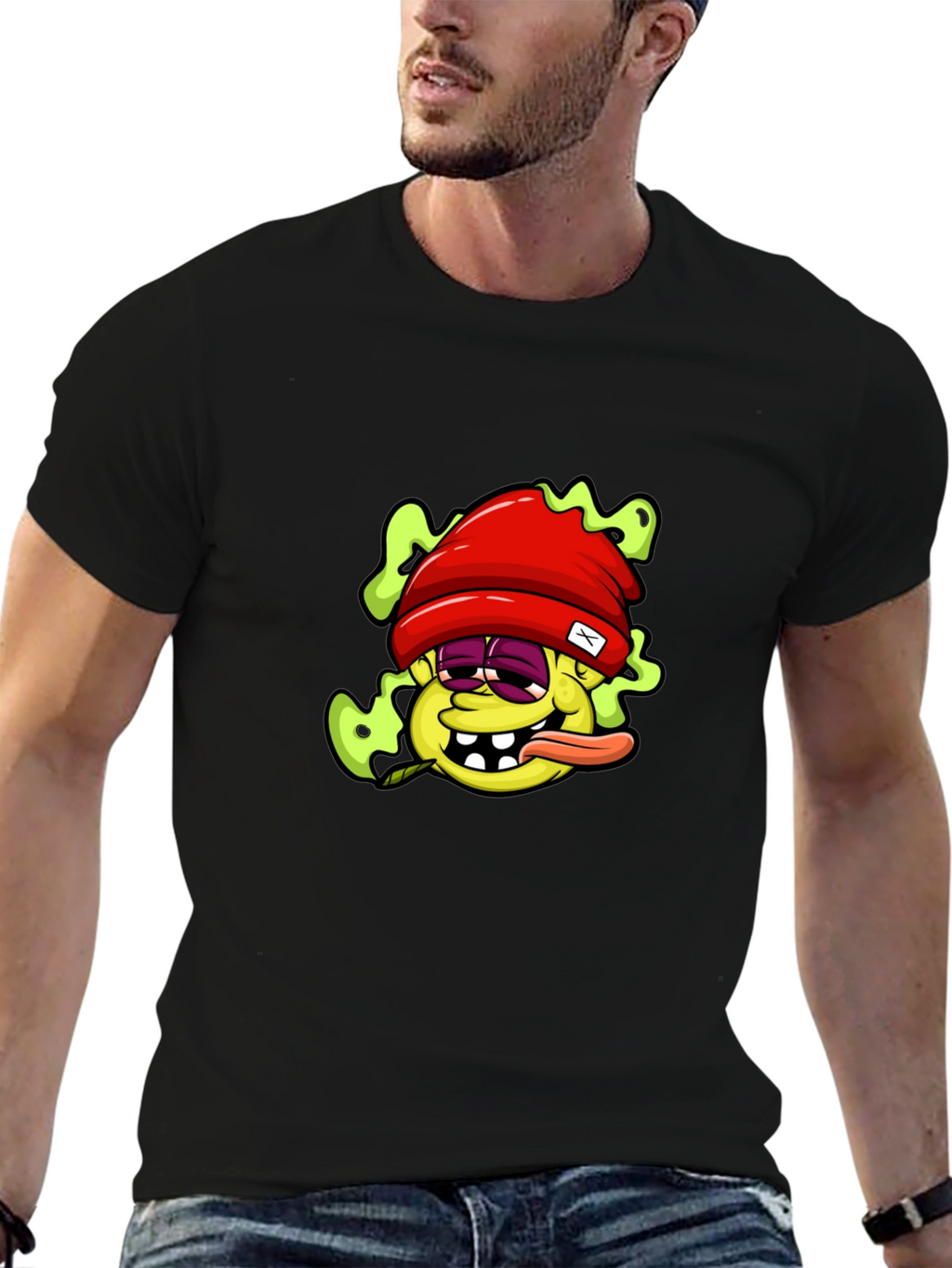Cartoon Character Graphic Black T-Shirt