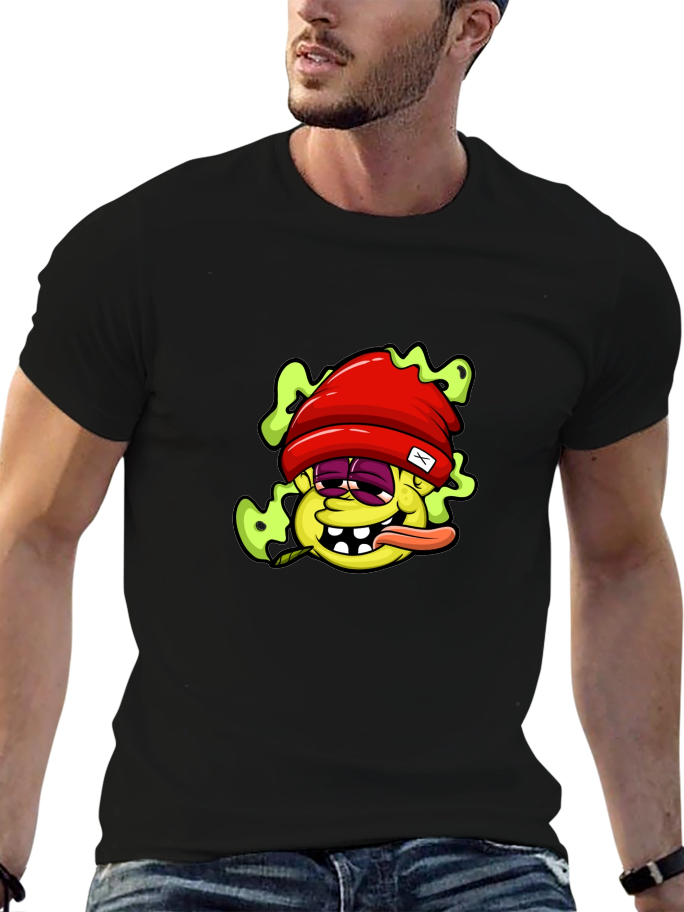 Cartoon Character Graphic Black T-Shirt