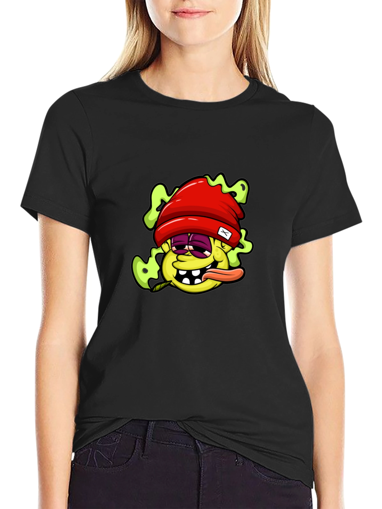 Cartoon Character Graphic Black T-Shirt