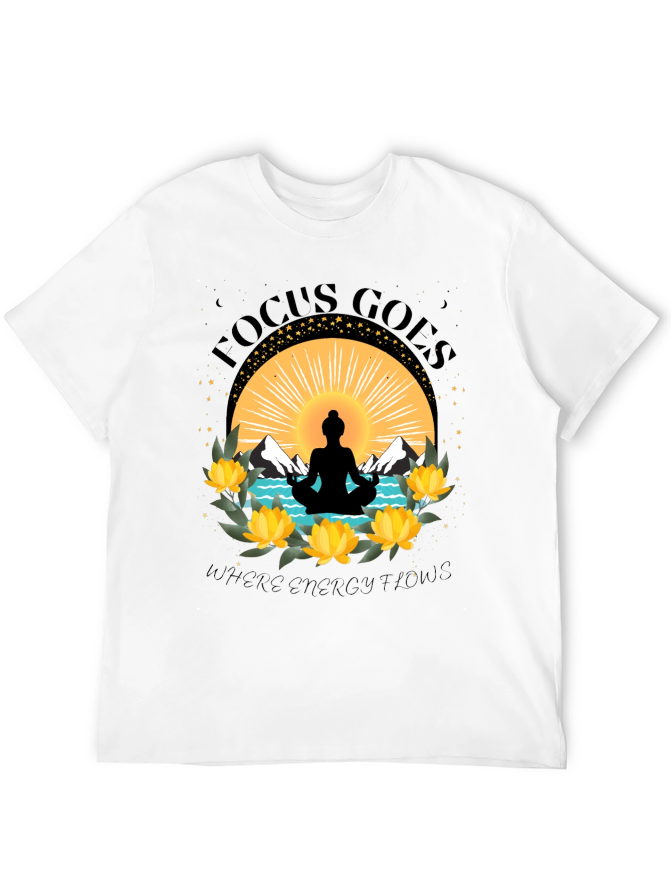 Focus Goes Where Energy Flows Yoga T-Shirt