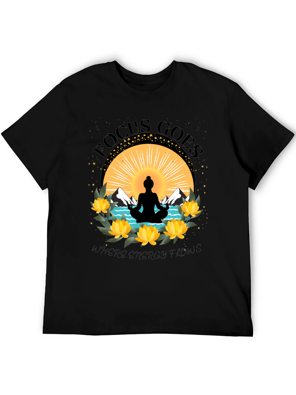 Focus Goes Where Energy Flows Yoga T-Shirt