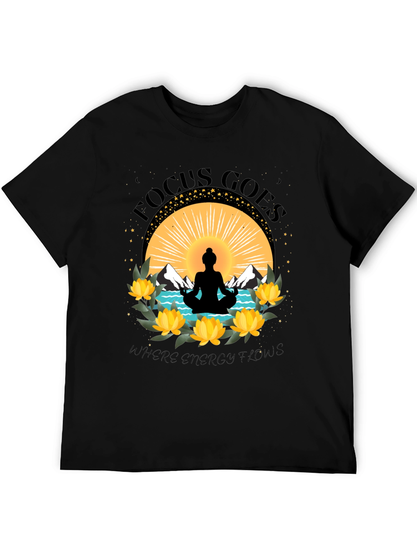 Focus Goes Where Energy Flows Yoga T-Shirt