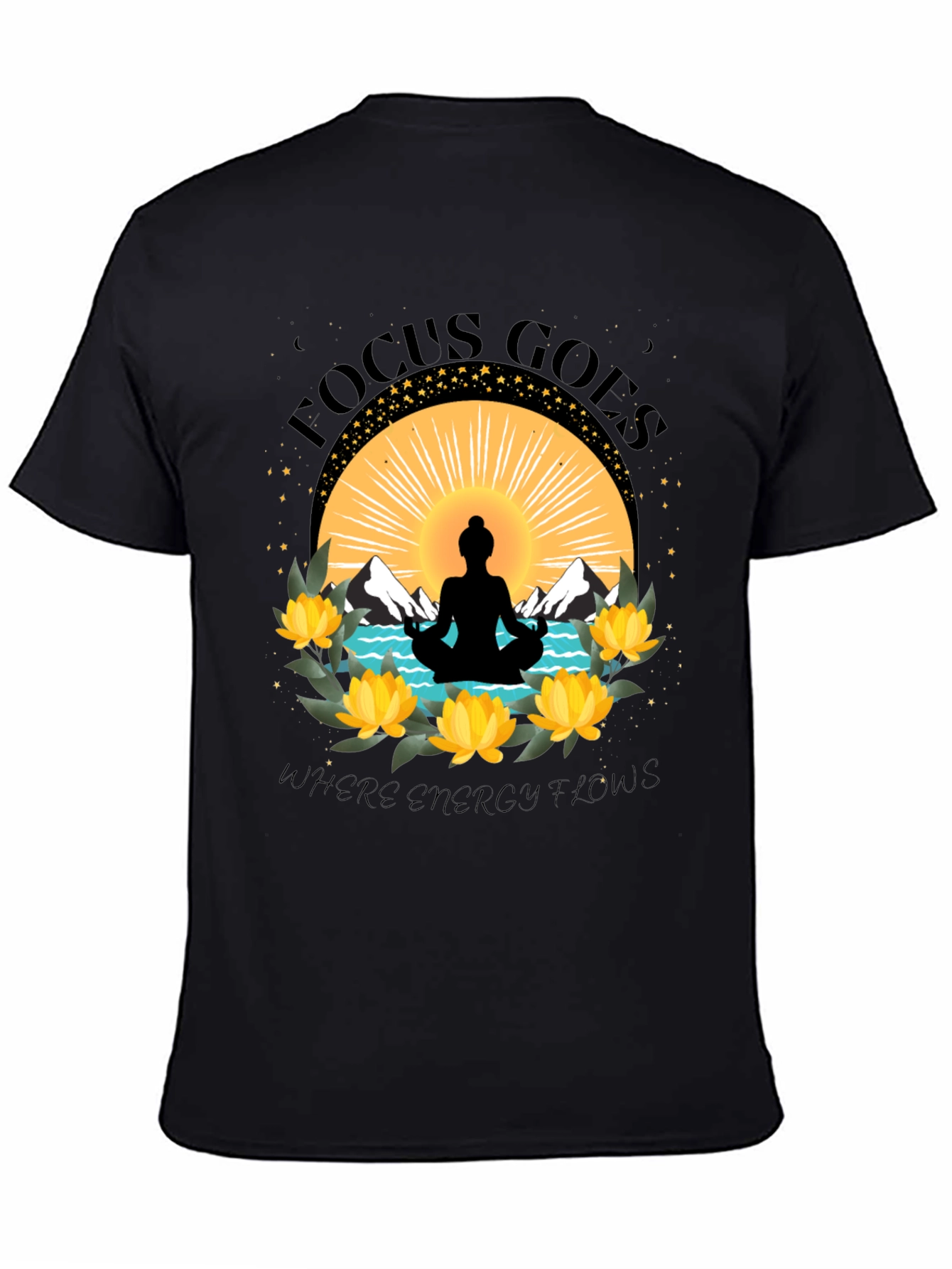Focus Goes Where Energy Flows Yoga T-Shirt