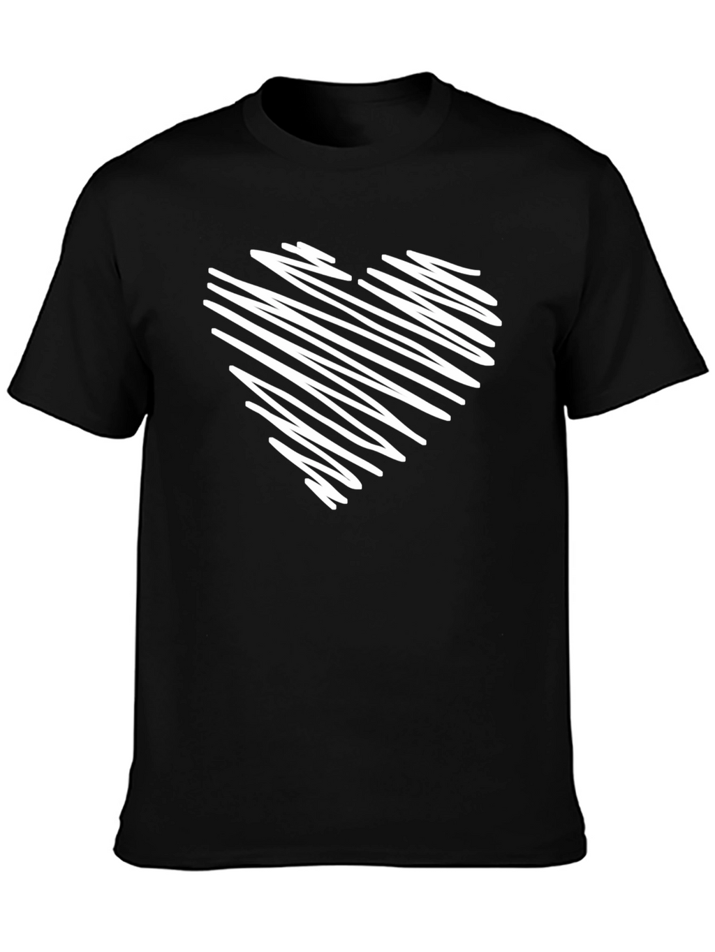 Black T-Shirt with Scribbled Heart Design