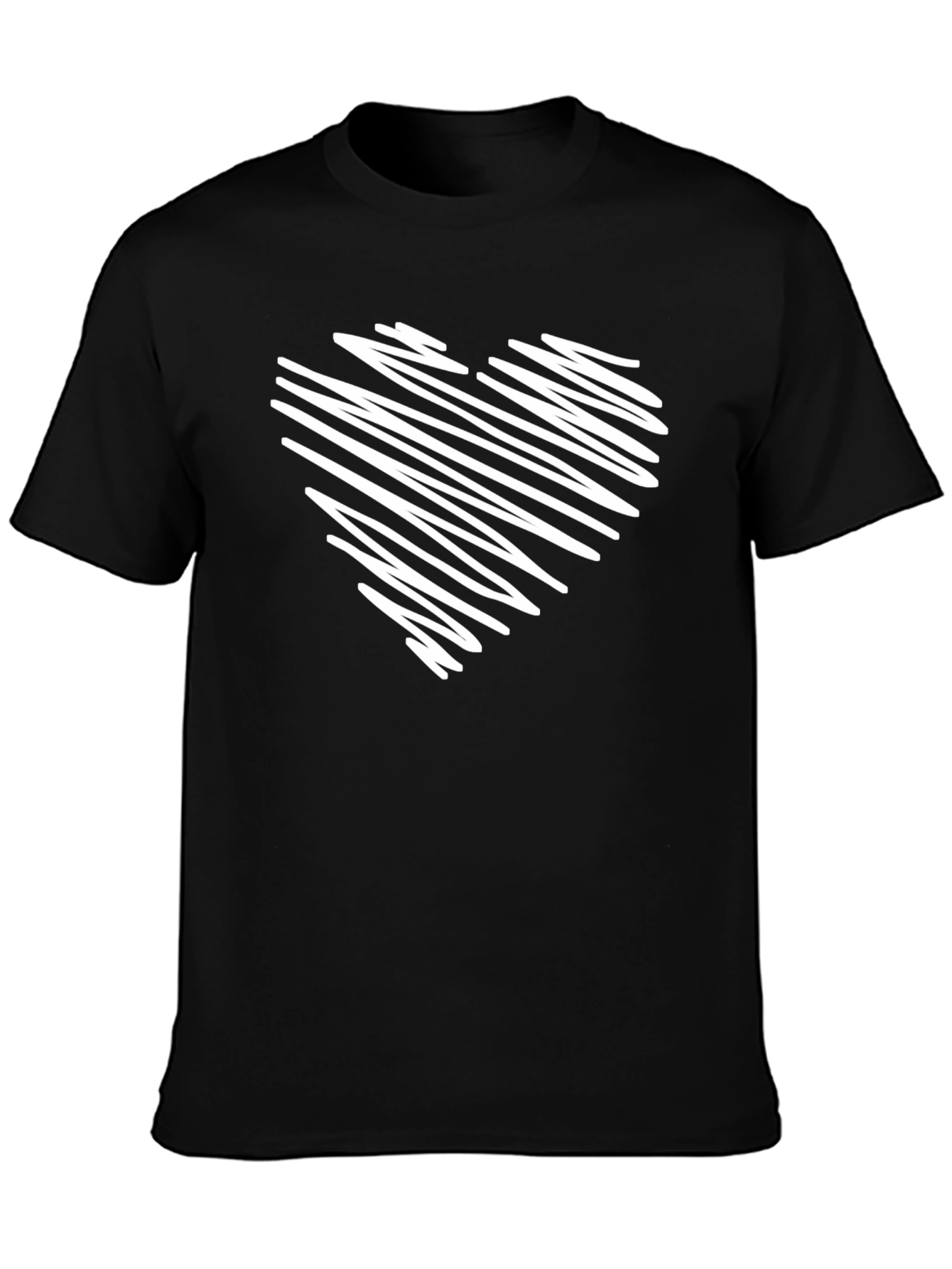 Black T-Shirt with Scribbled Heart Design
