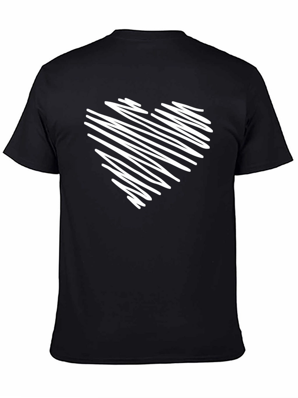 Black T-Shirt with Scribbled Heart Design