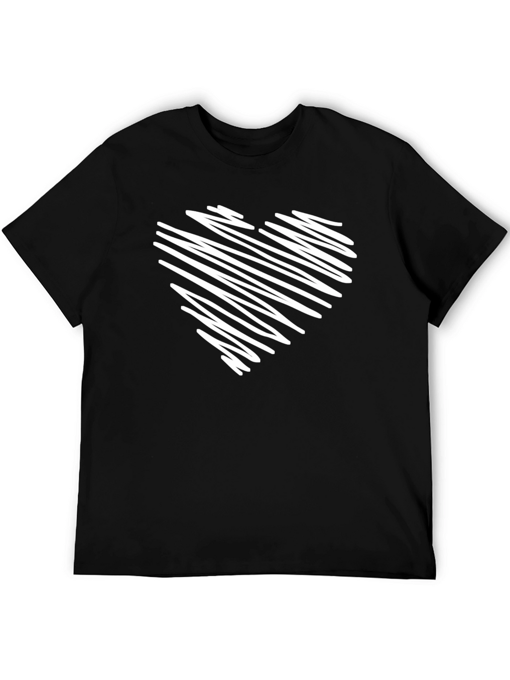 Black T-Shirt with Scribbled Heart Design