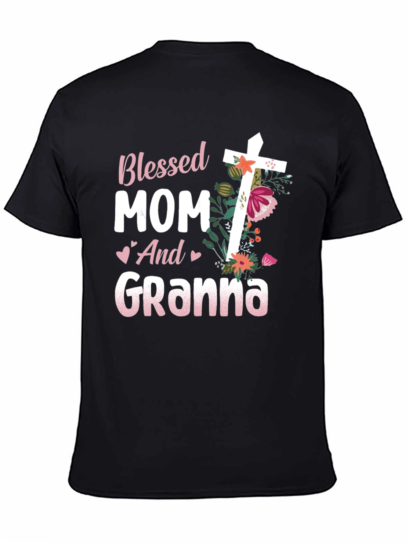Blessed Mom and Granna Floral Cross T-Shirt