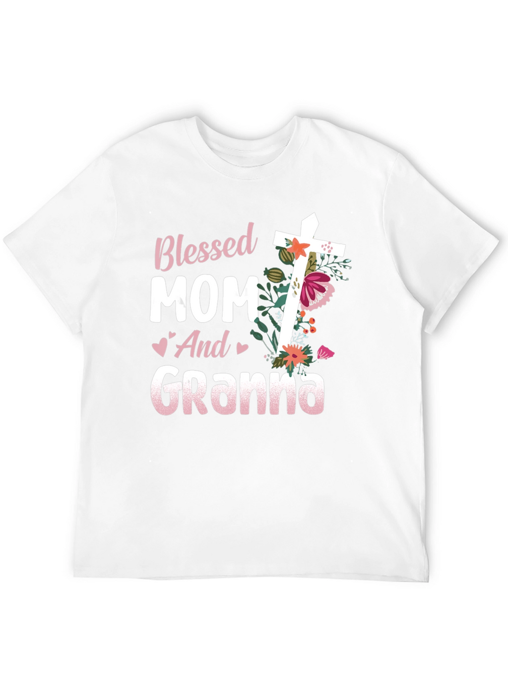 Blessed Mom and Granna Floral Cross T-Shirt
