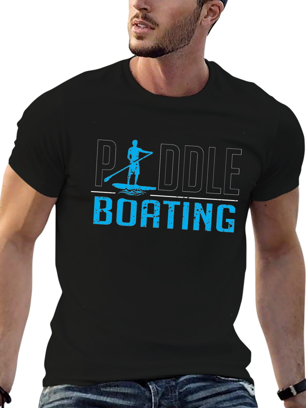 Paddle Boating T-Shirt - Black Graphic Tee