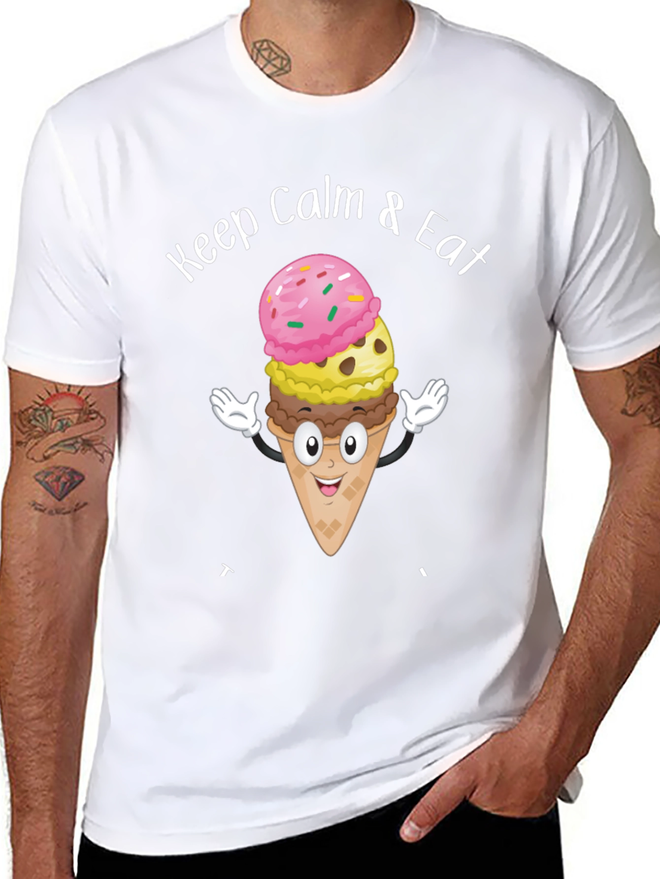 Keep Calm & Eat Ice Cream Graphic T-Shirt