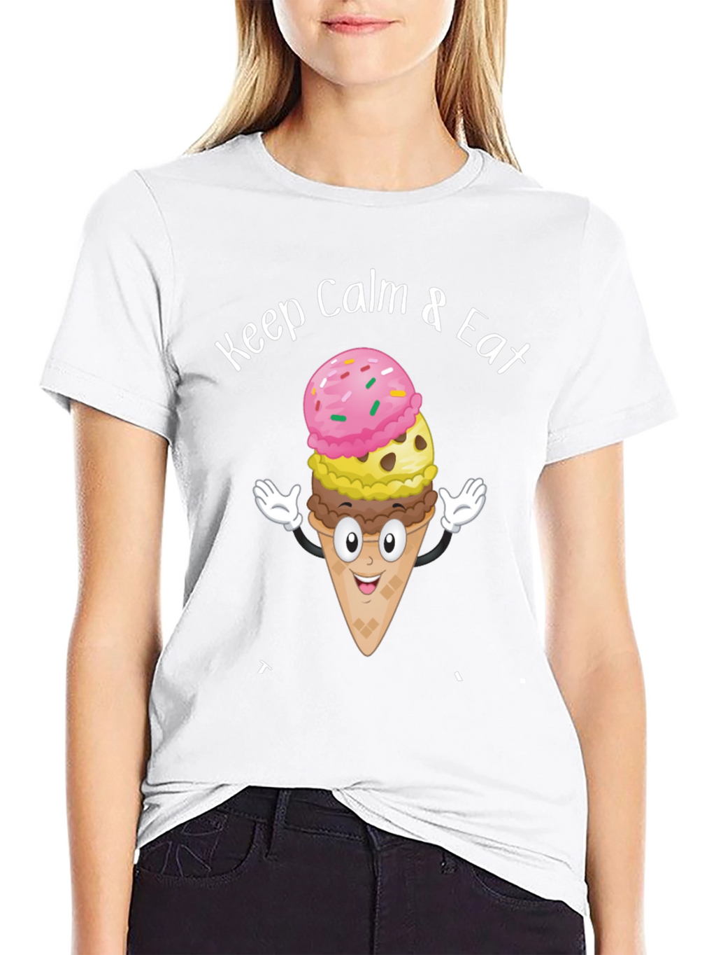 Keep Calm & Eat Ice Cream Graphic T-Shirt