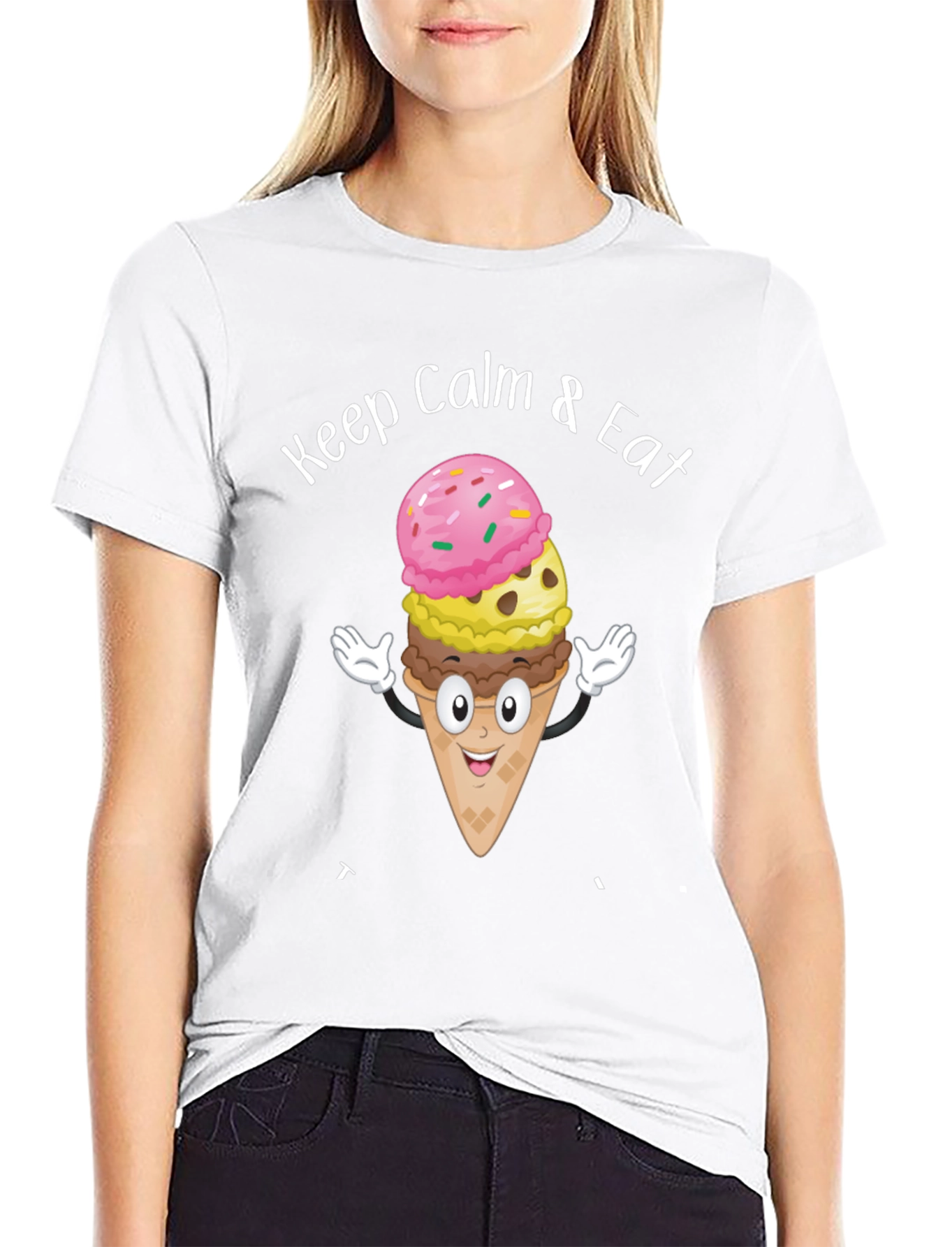 Keep Calm & Eat Ice Cream Graphic T-Shirt