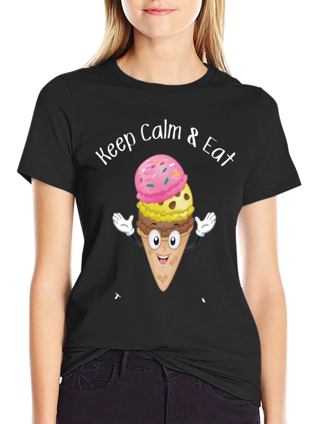 Keep Calm & Eat Ice Cream Graphic T-Shirt