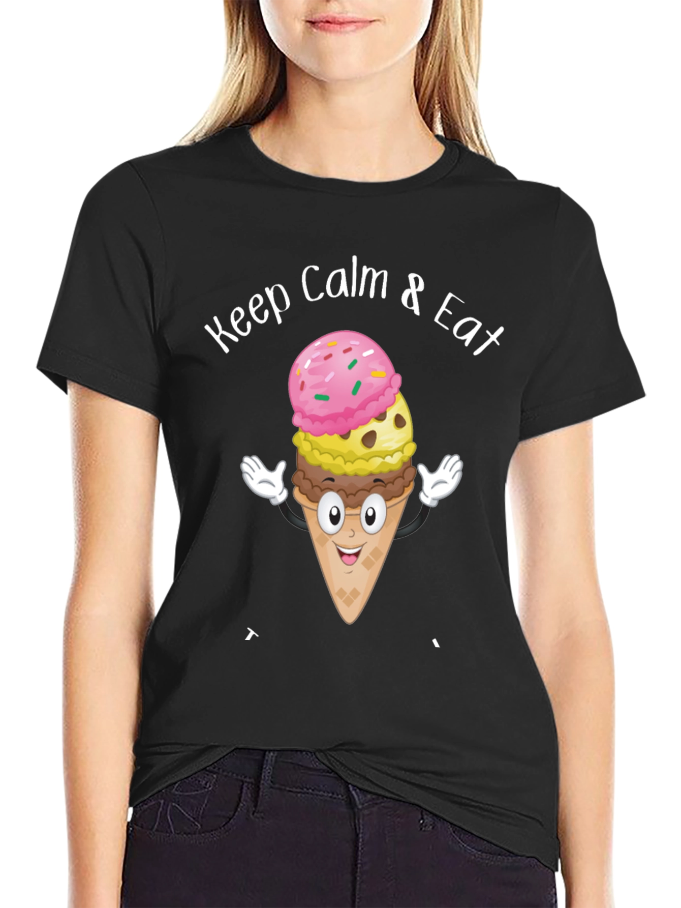 Keep Calm & Eat Ice Cream Graphic T-Shirt