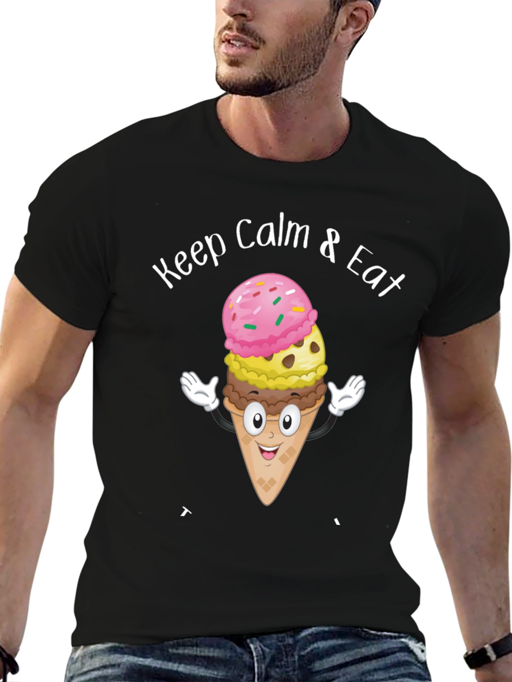 Keep Calm & Eat Ice Cream Graphic T-Shirt