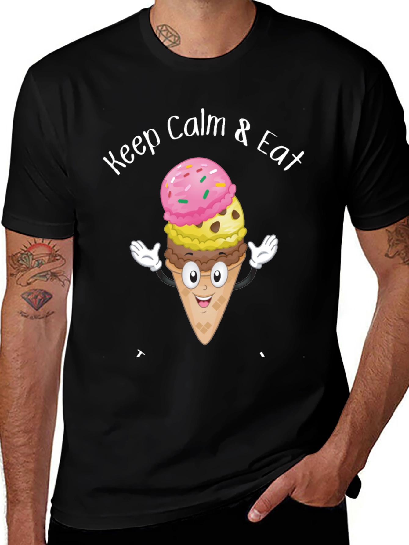 Keep Calm & Eat Ice Cream Graphic T-Shirt