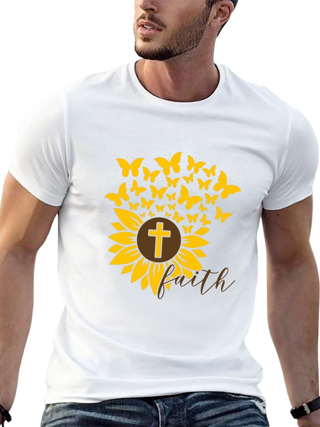Faith Sunflower Butterfly Graphic Tee