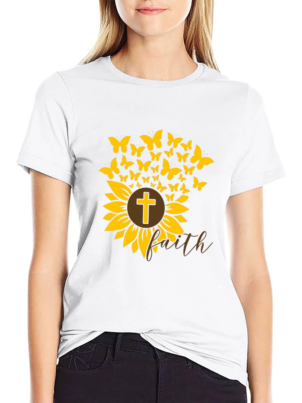 Faith Sunflower Butterfly Graphic Tee