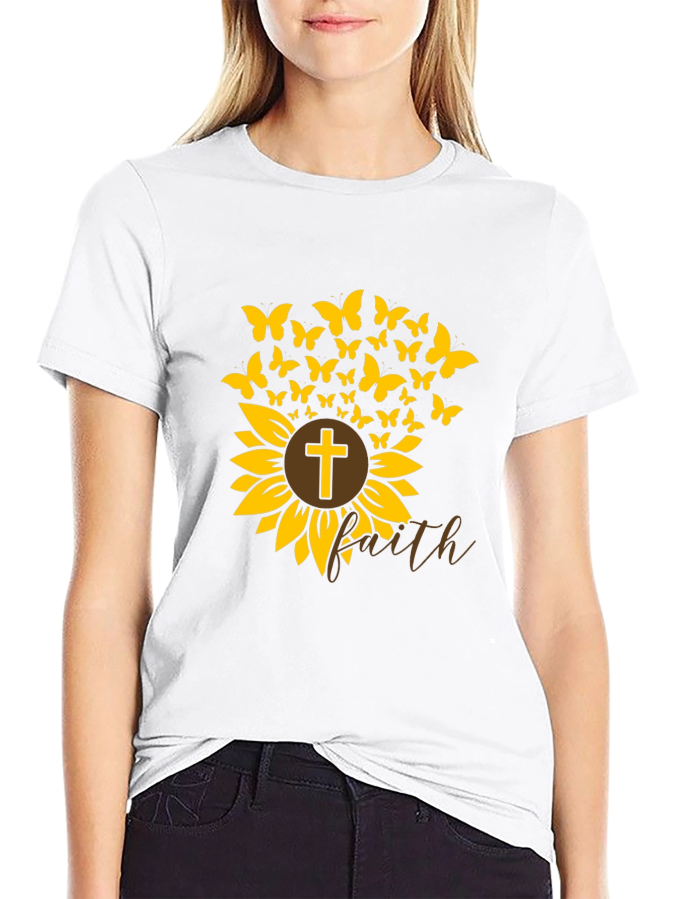 Faith Sunflower Butterfly Graphic Tee