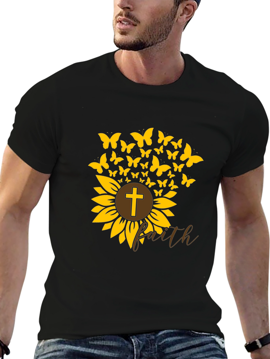 Faith Sunflower Butterfly Graphic Tee