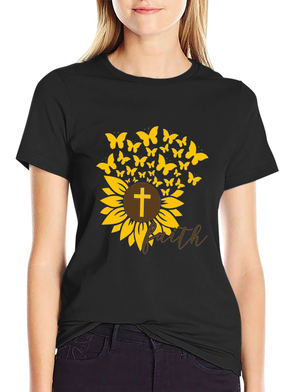 Faith Sunflower Butterfly Graphic Tee