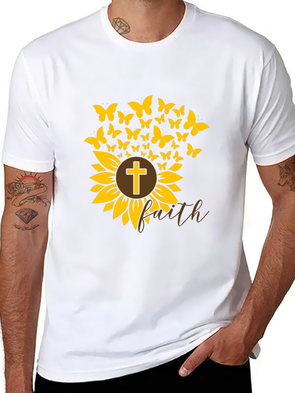 Faith Sunflower Butterfly Graphic Tee