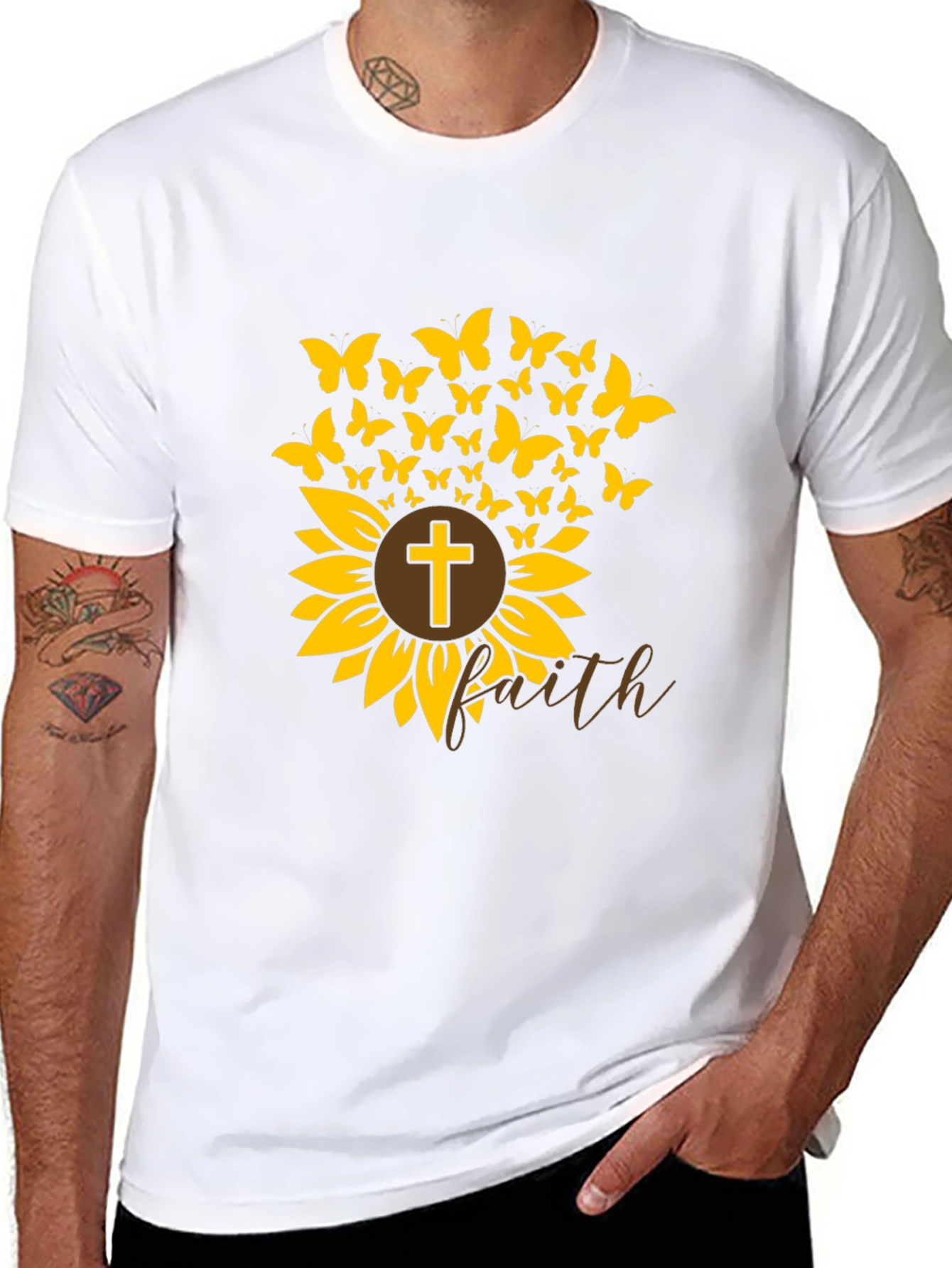 Faith Sunflower Butterfly Graphic Tee