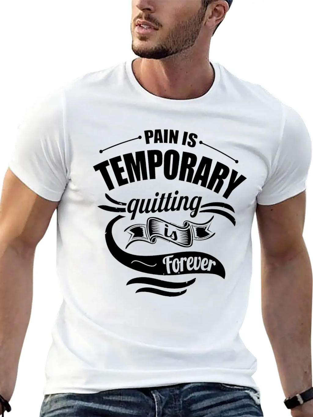 Pain Is Temporary Quitting Is Forever Gym Motivati Breathable Soft Cotton T-Shirt – Timeless Casual Look