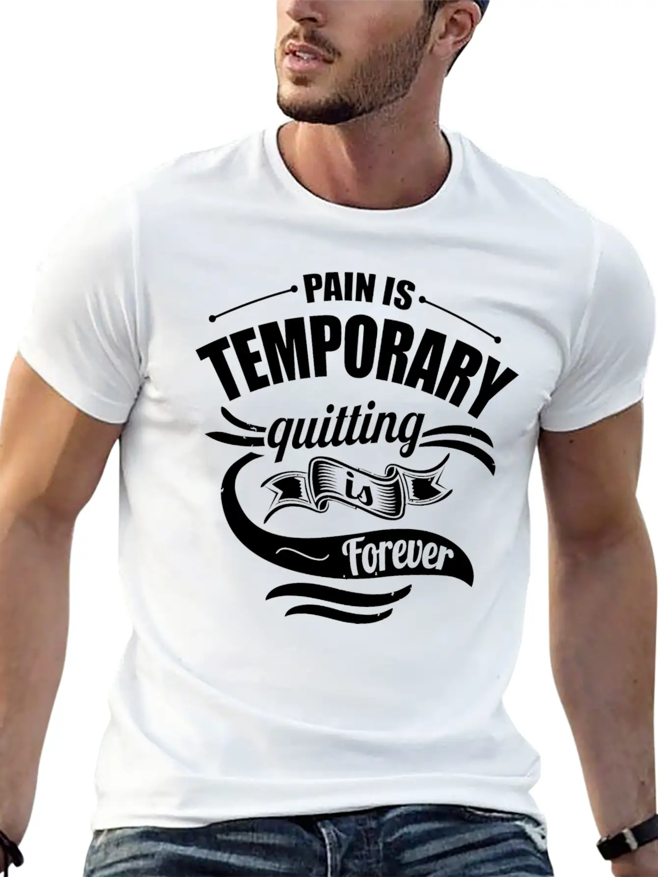 Pain Is Temporary Quitting Is Forever Gym Motivati Breathable Soft Cotton T-Shirt – Timeless Casual Look