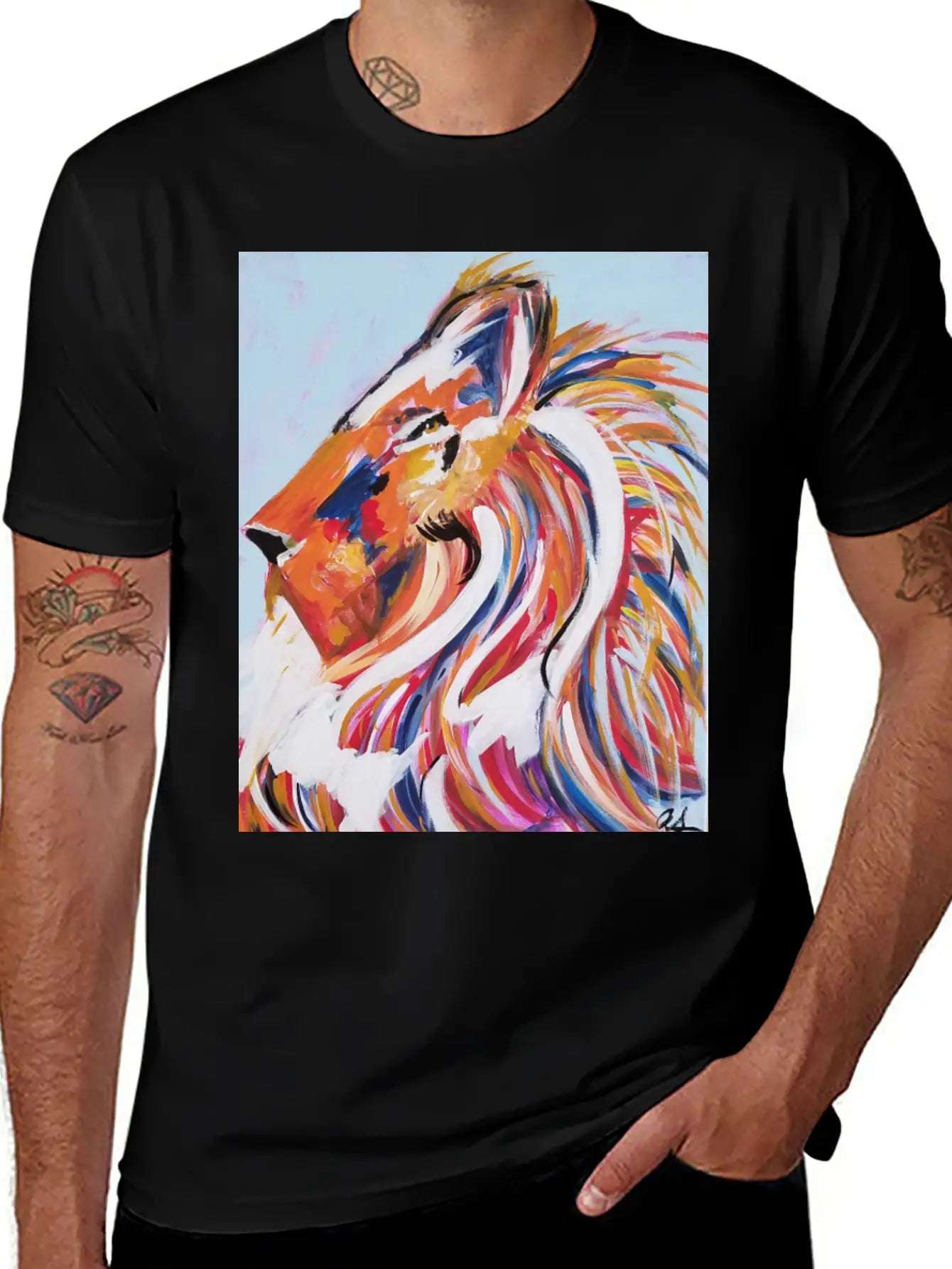 Painted Lion Stylish Everyday T-Shirt – Unisex Basic Cotton Tee