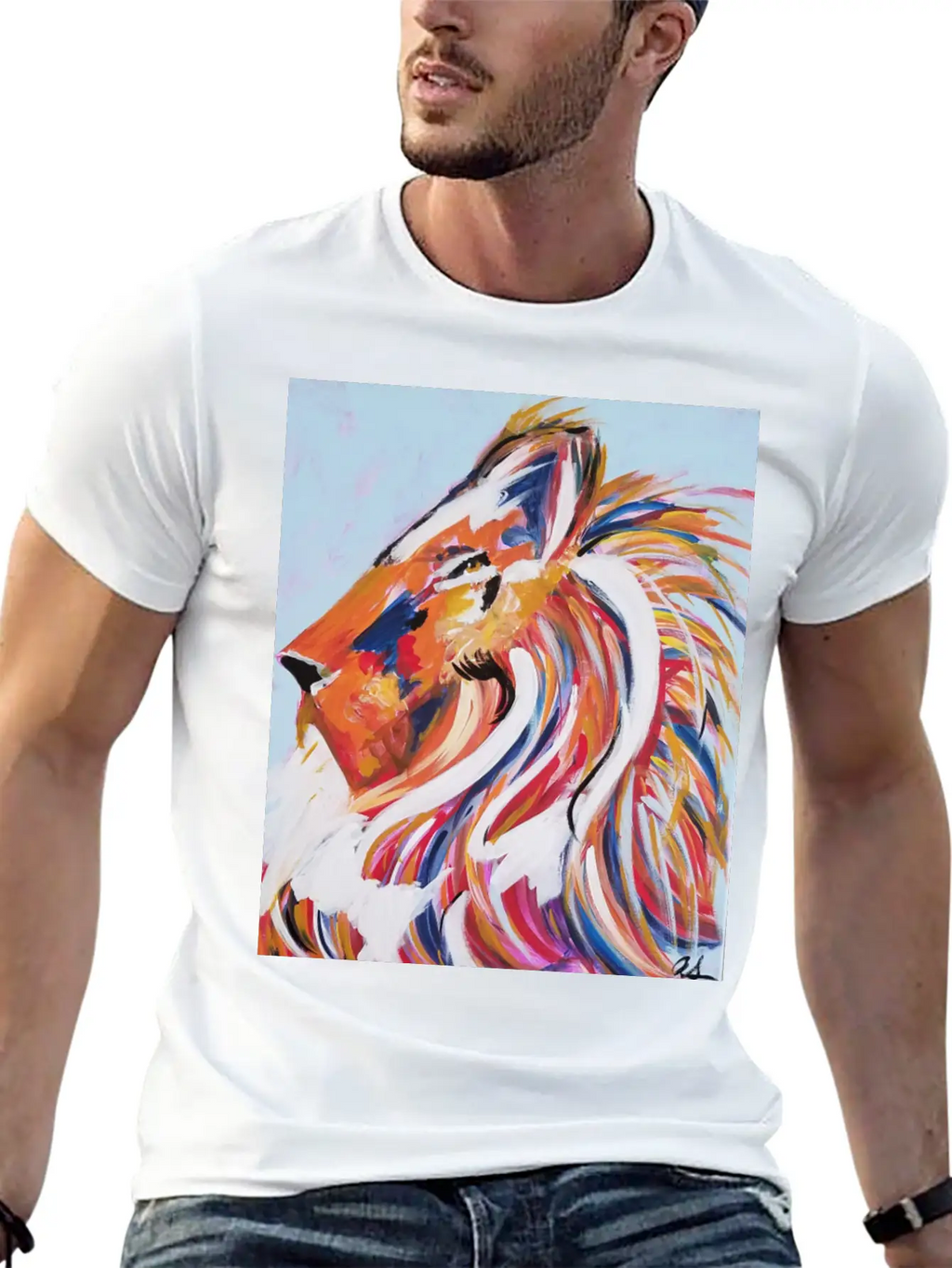 Painted Lion Stylish Everyday T-Shirt – Unisex Basic Cotton Tee