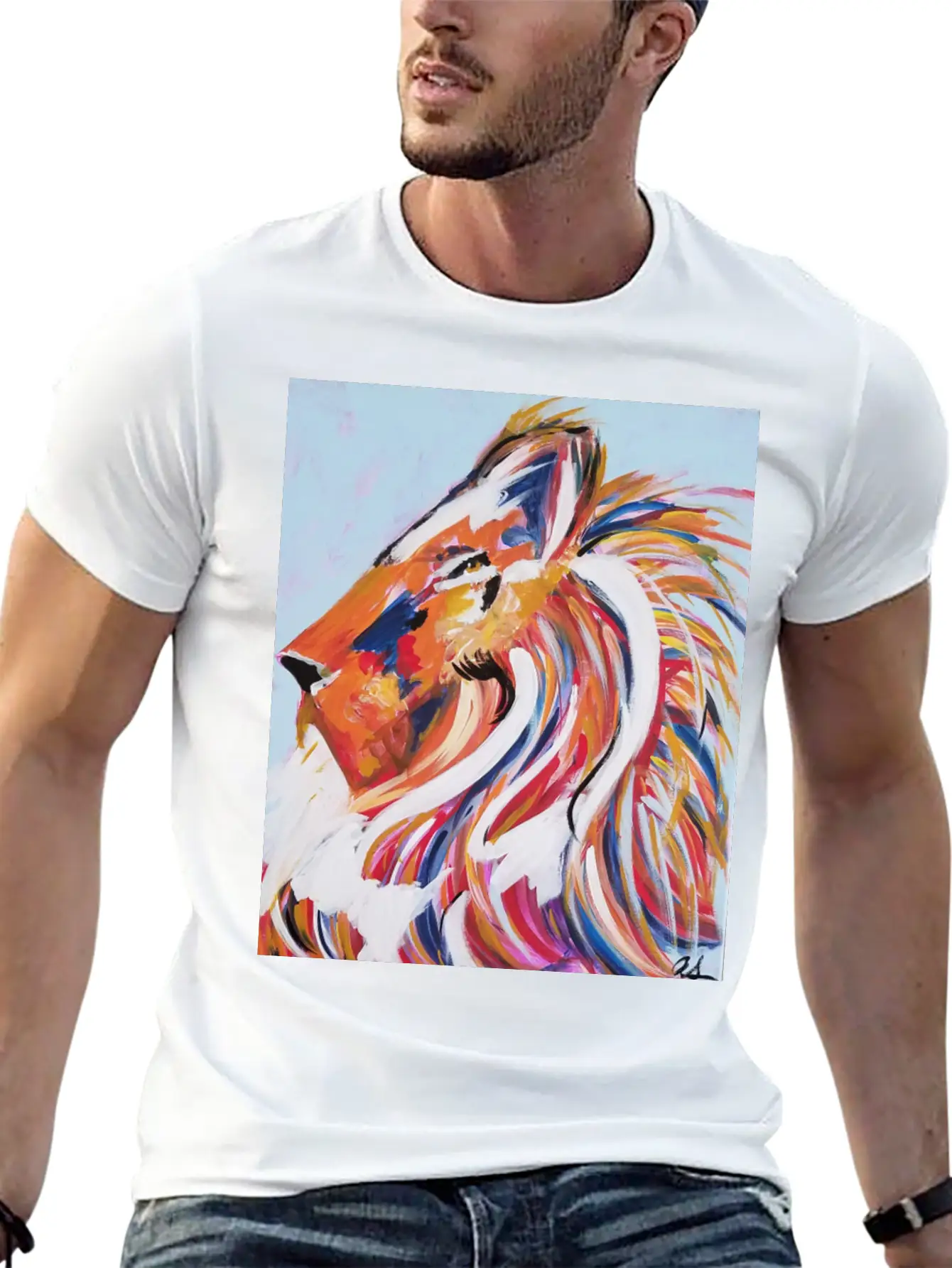 Painted Lion Stylish Everyday T-Shirt – Unisex Basic Cotton Tee