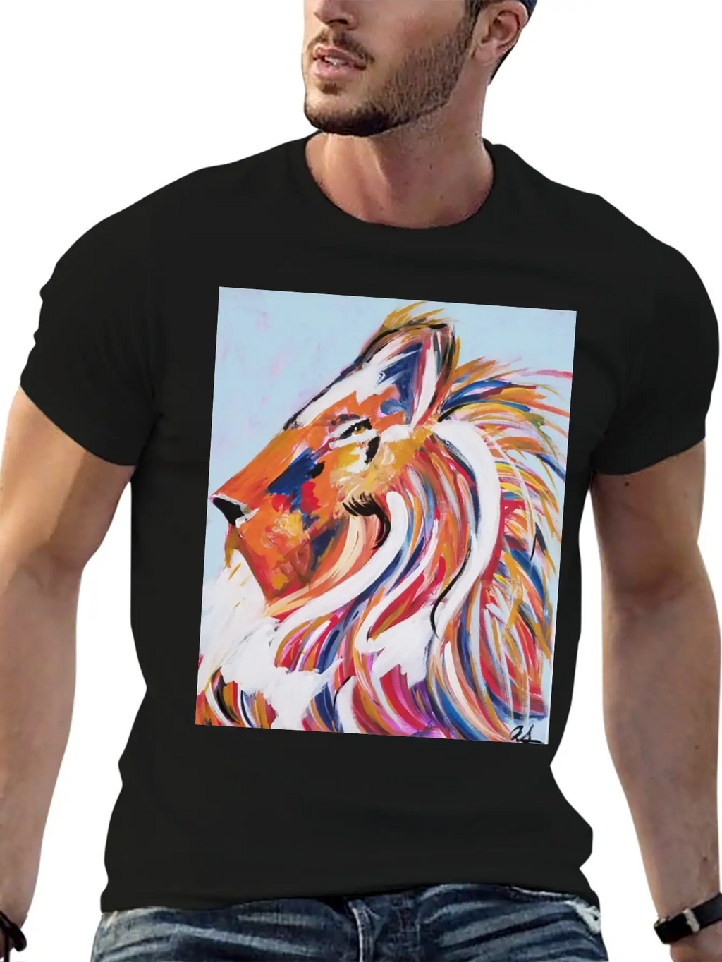 Painted Lion Stylish Everyday T-Shirt – Unisex Basic Cotton Tee