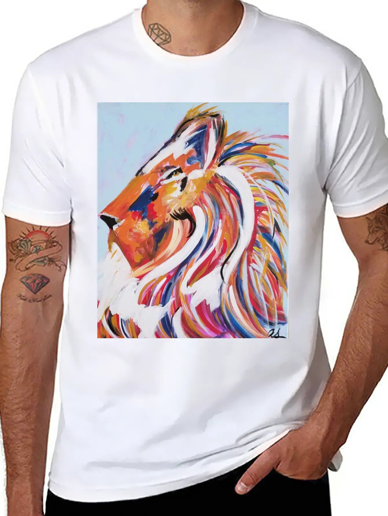 Painted Lion Stylish Everyday T-Shirt – Unisex Basic Cotton Tee
