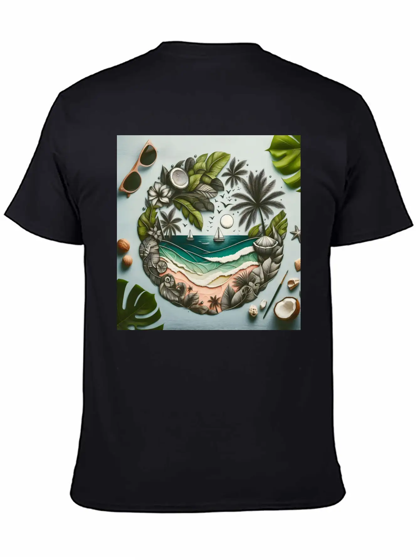 Painting Tropical Beach Classic Cotton Tee – Unisex Comfort For Any Season