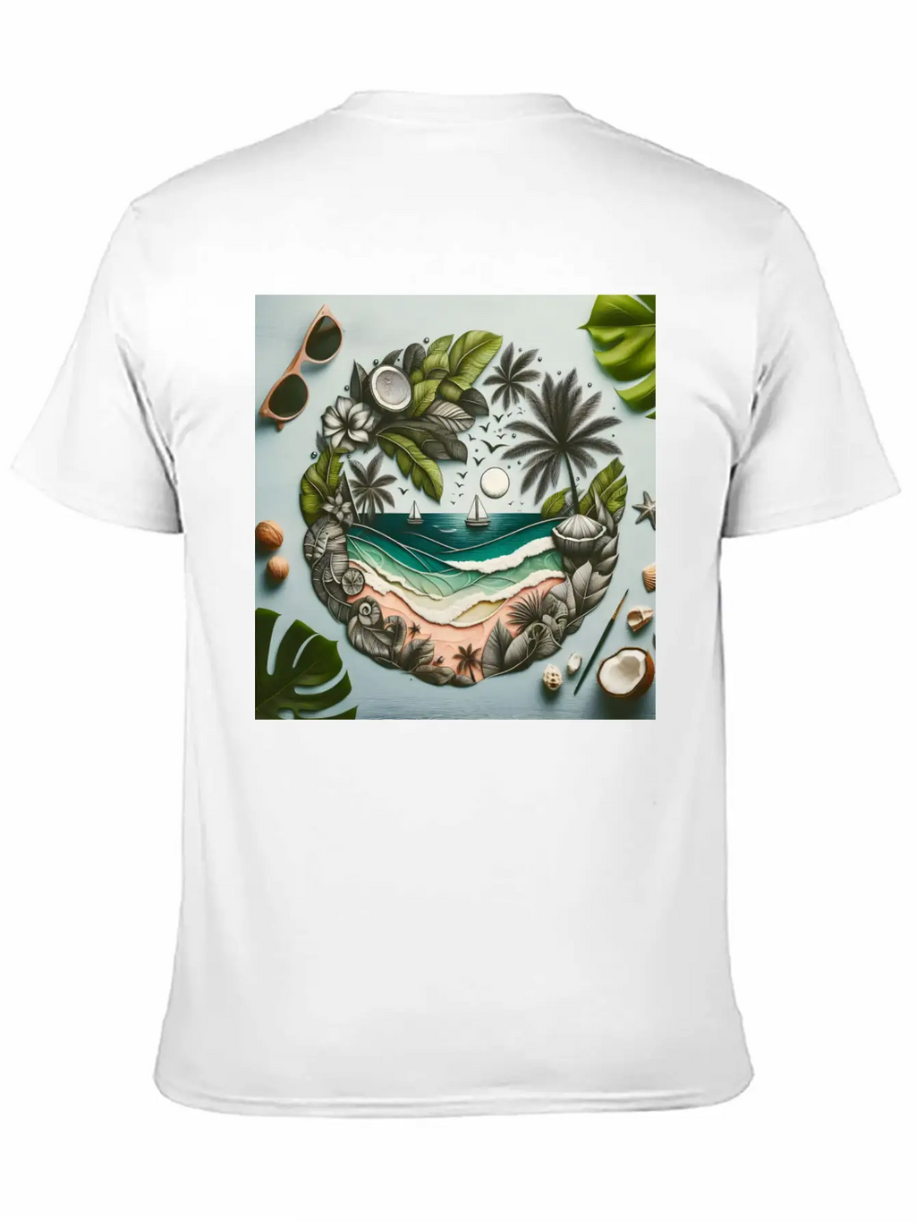 Painting Tropical Beach Classic Cotton Tee – Unisex Comfort For Any Season