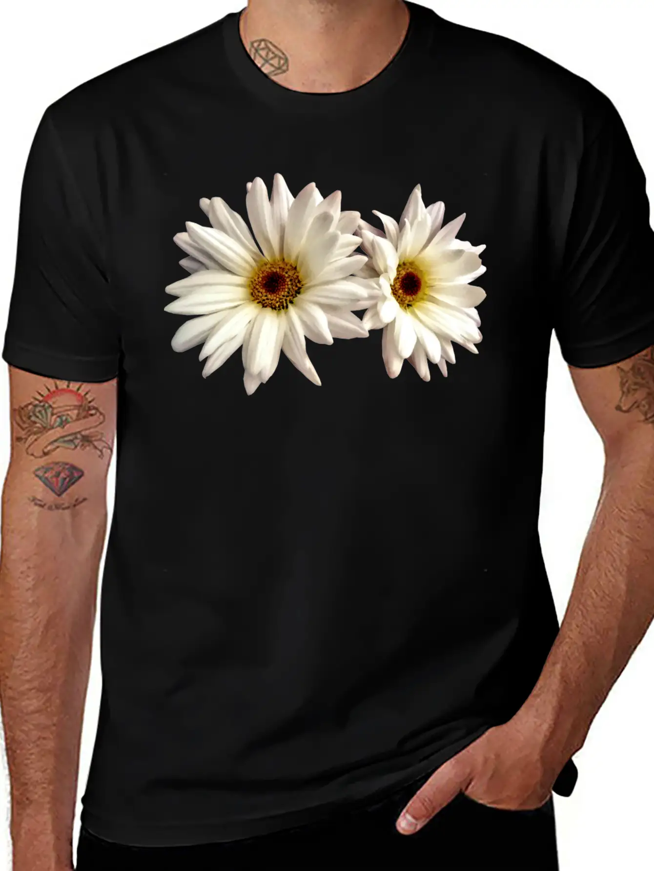 Pair Of White Daisies Stylish Everyday T-Shirt – Unisex Basic Cotton Tee