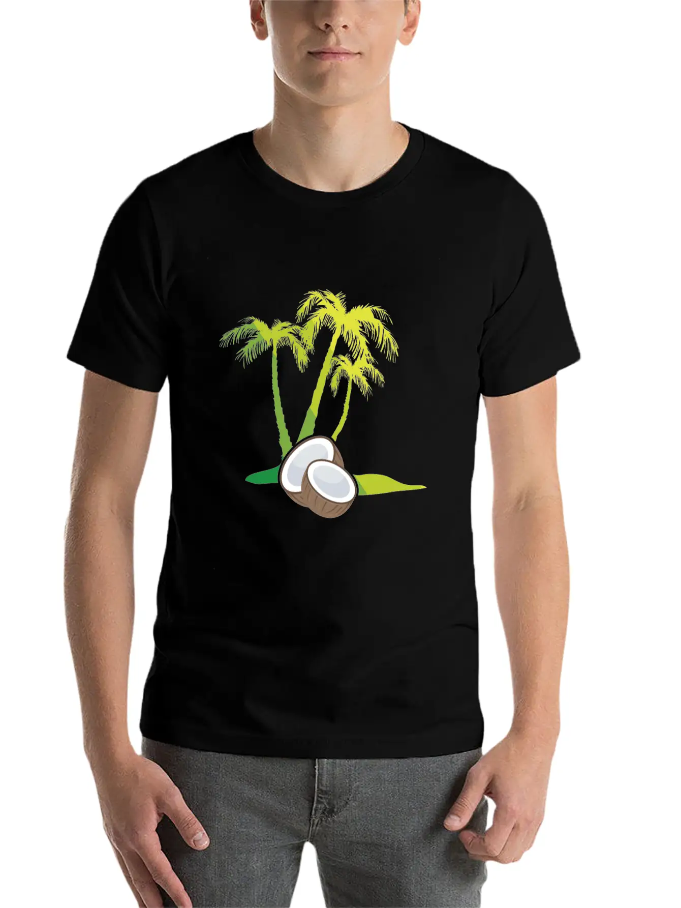 Palm Trees, Coconut Breathable Soft Cotton T-Shirt – Timeless Casual Look