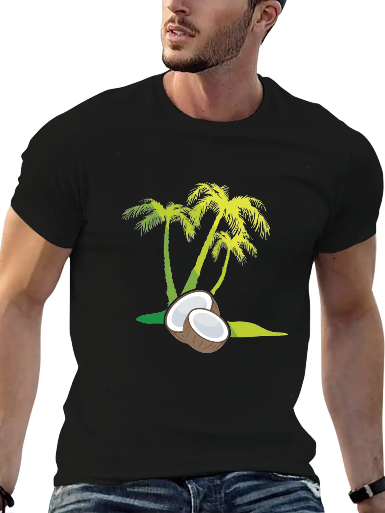 Palm Trees, Coconut Breathable Soft Cotton T-Shirt – Timeless Casual Look