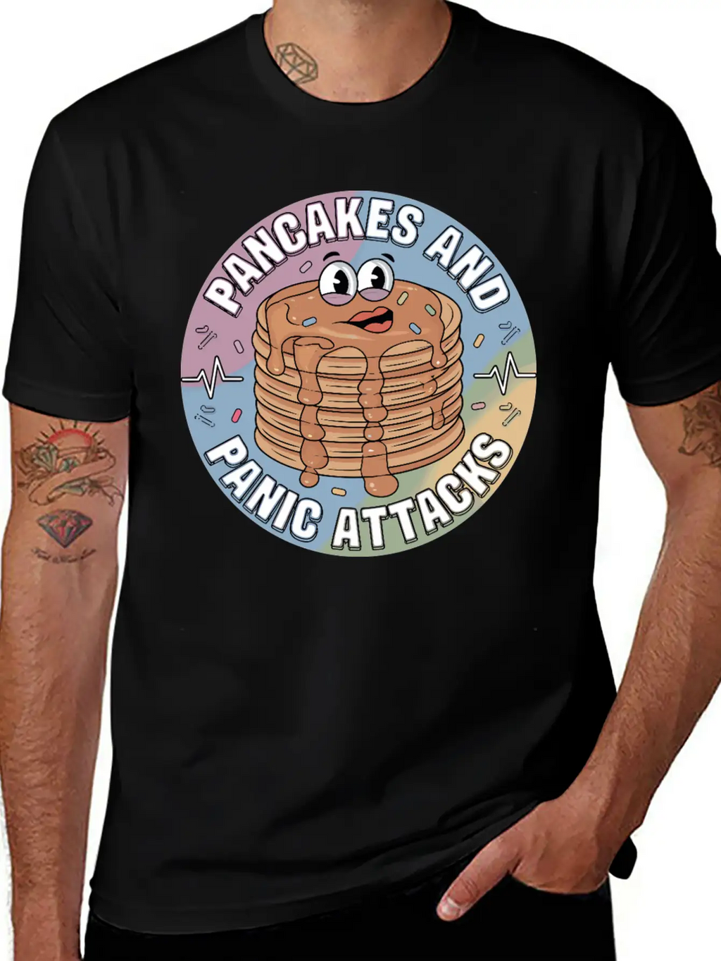 Pancakes And Anxiety - Mental Health Humor Essential Cotton Tee For Daily Outfits – Unisex Style