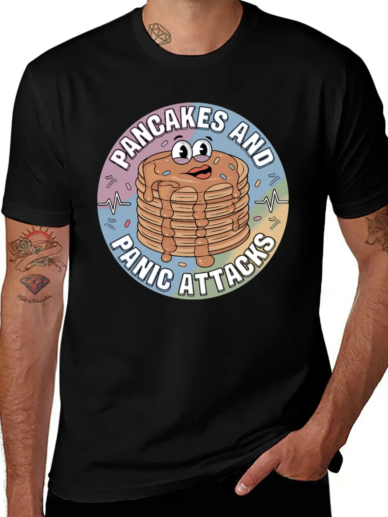 Pancakes And Anxiety - Mental Health Humor Essential Cotton Tee For Daily Outfits – Unisex Style