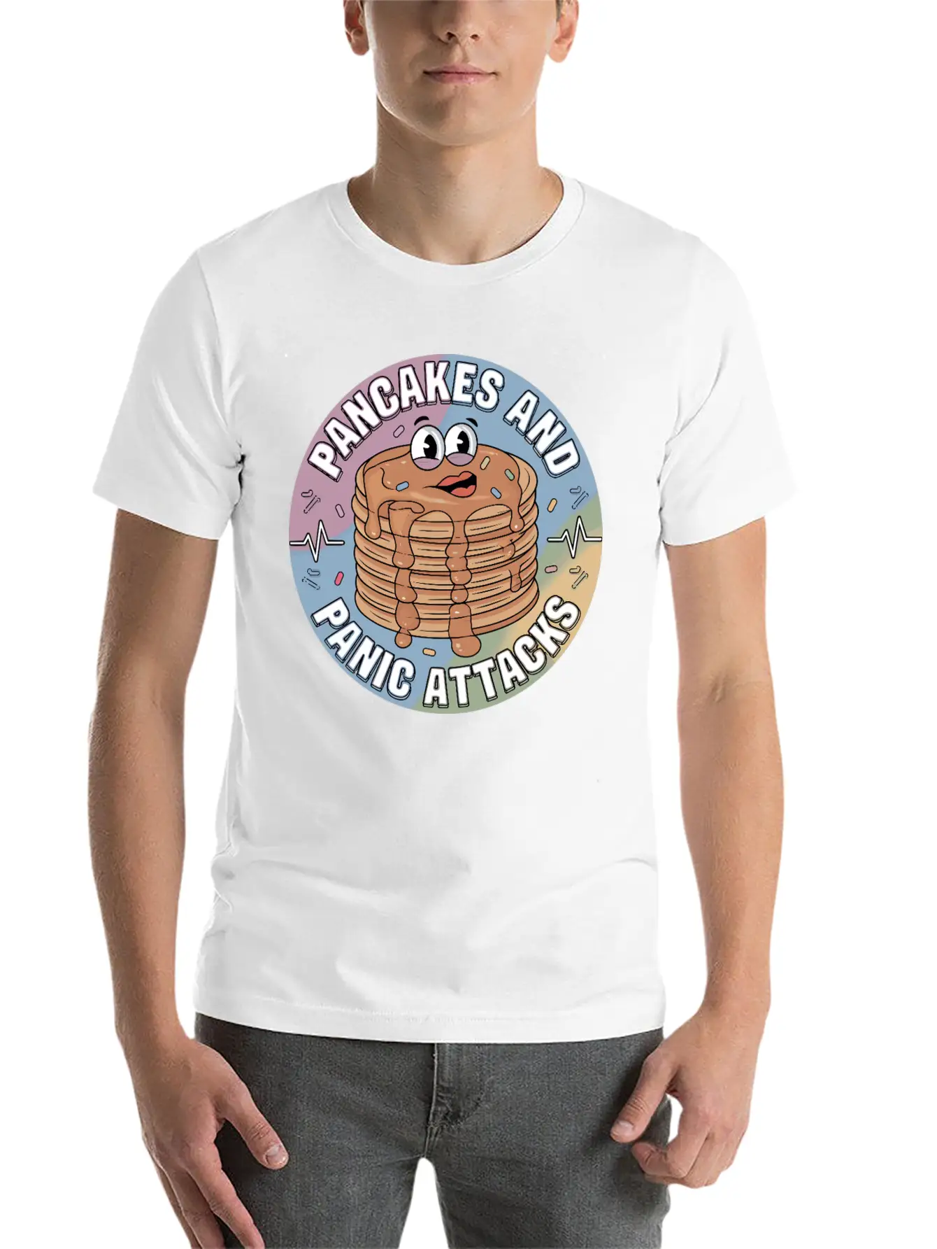 Pancakes And Anxiety - Mental Health Humor Essential Cotton Tee For Daily Outfits – Unisex Style