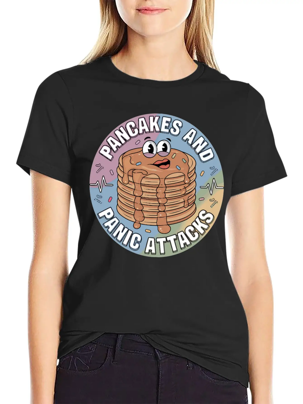 Pancakes And Anxiety - Mental Health Humor Essential Cotton Tee For Daily Outfits – Unisex Style
