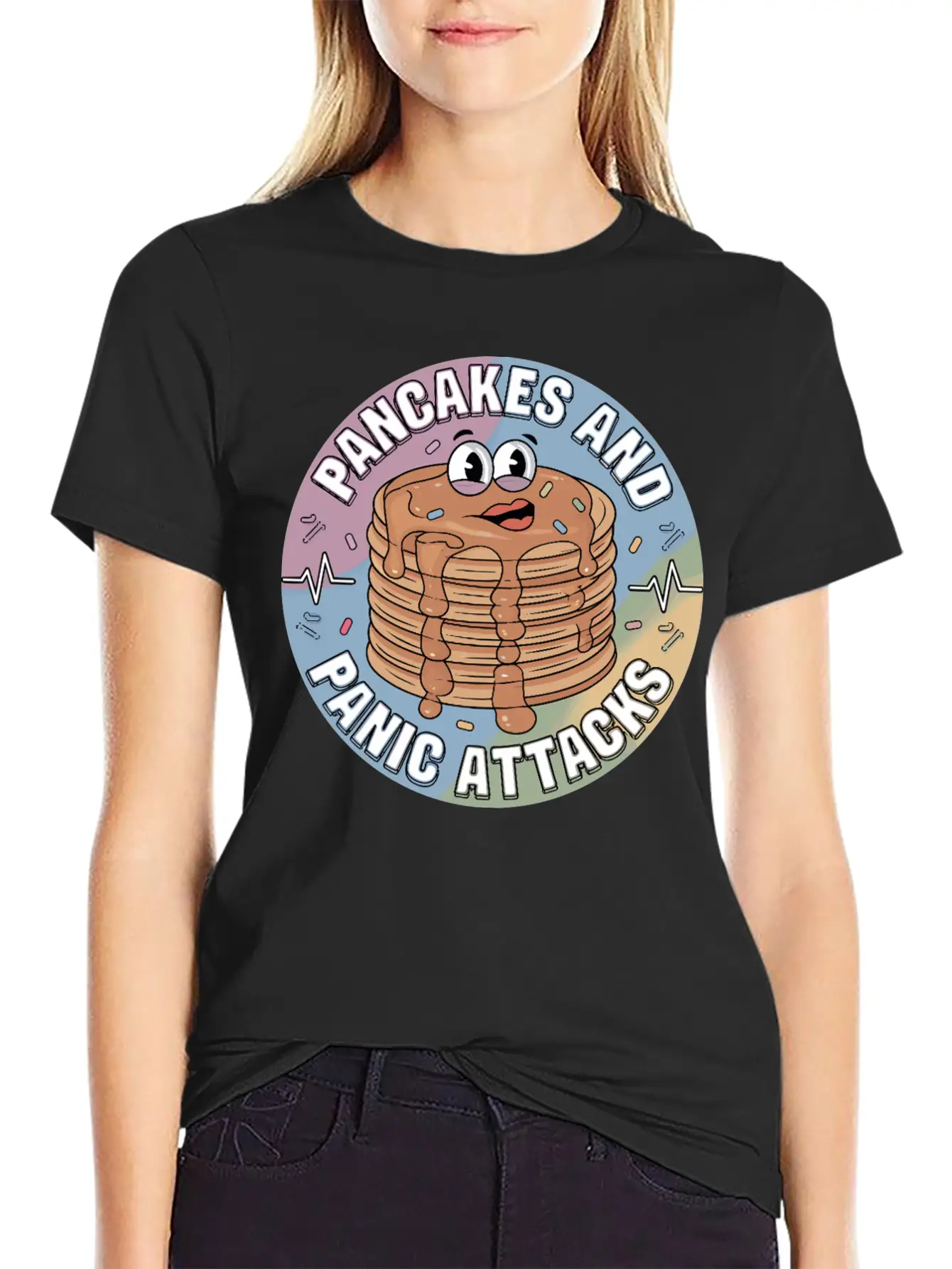 Pancakes And Anxiety - Mental Health Humor Essential Cotton Tee For Daily Outfits – Unisex Style
