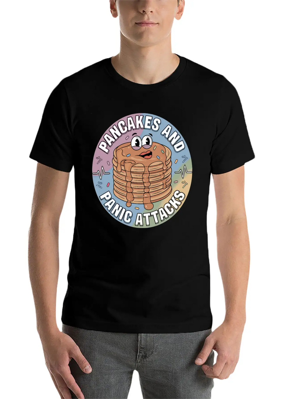 Pancakes And Anxiety - Mental Health Humor Essential Cotton Tee For Daily Outfits – Unisex Style